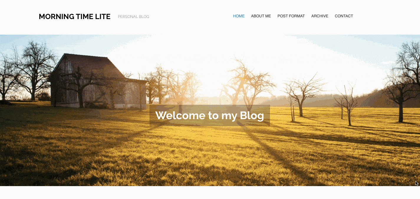 Morning Time Lite WordPress theme demo displays minimalist blog