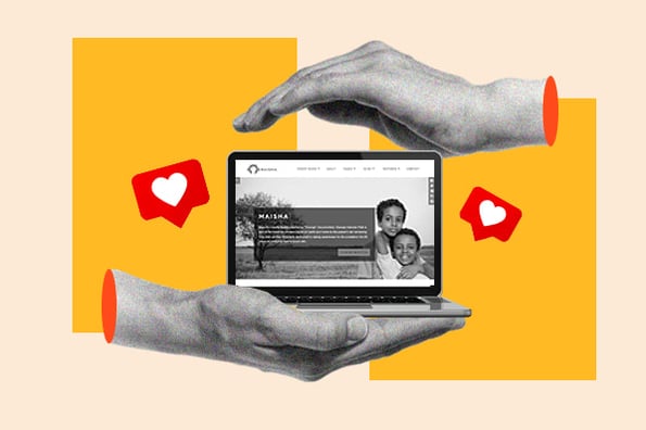 ngo wordpress themes: image shows a hand holding a computer 