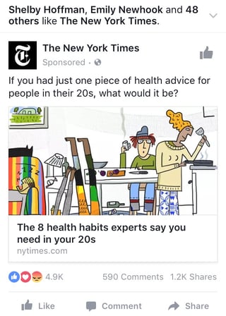 Anúncio fotográfico do Facebook do New York Times