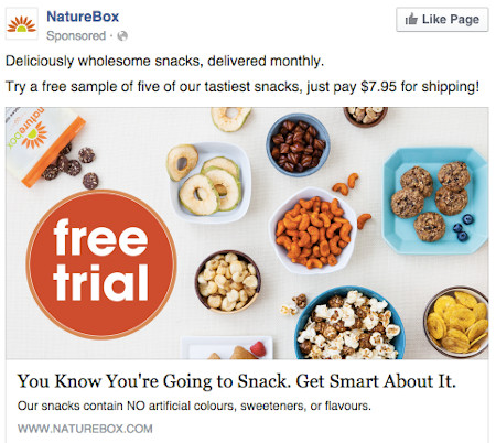 Anúncio NatureBox no Facebook