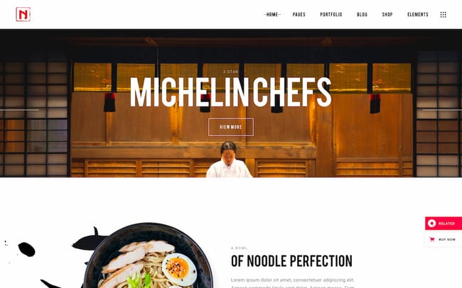 restaurant wordpress themes: Nigiri demo features Michelin Chef spotlight 