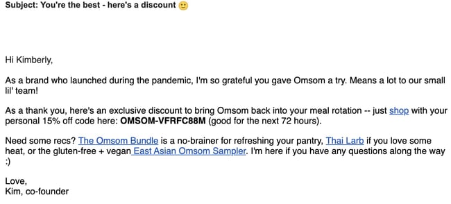 Customer Thank You Letter Example: Omsom 