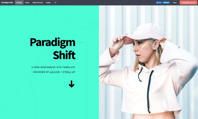 Use the ParadigmShift theme to build a responsive Website for your client or project