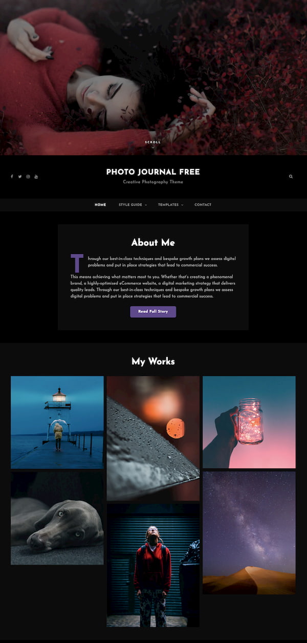 Photo Journal WordPress theme demo built with HTML5