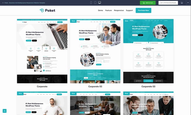 This responsive Website template is as good as its name: Poket looks good across all devices
