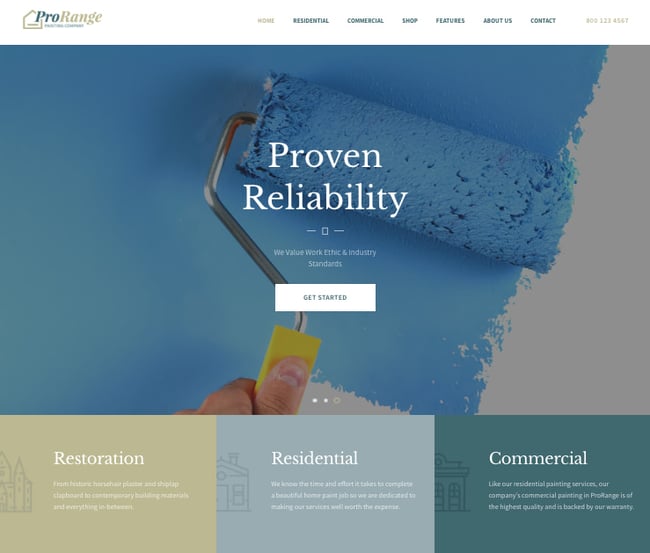 ProRange theme homepage demo for construction company specializing in renovation