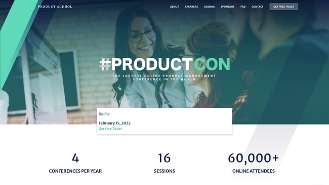 conference websites: ProductCon home page