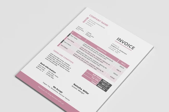 Invoice Design Templates and Examples: Clean Word Corporate Invoice