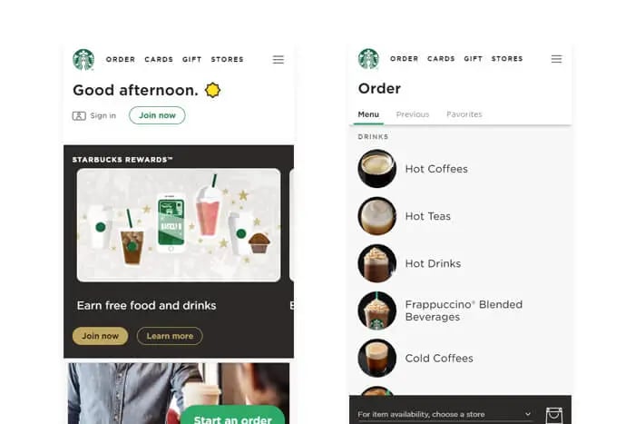 Starbucks' progressive web application