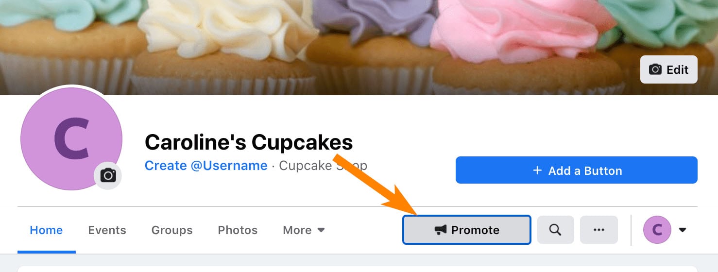 The Promote button on your company's homepage, which you need to click to find the boost an event tool