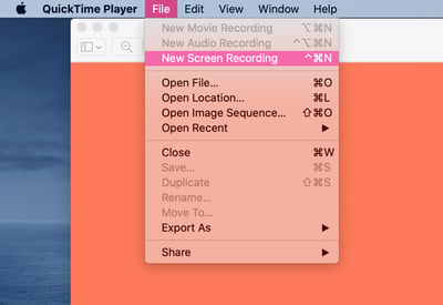 How to record a webinar quick time player in macbook step four select new screen recording