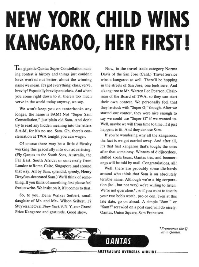 Qantas child wins kangaroo Gossage