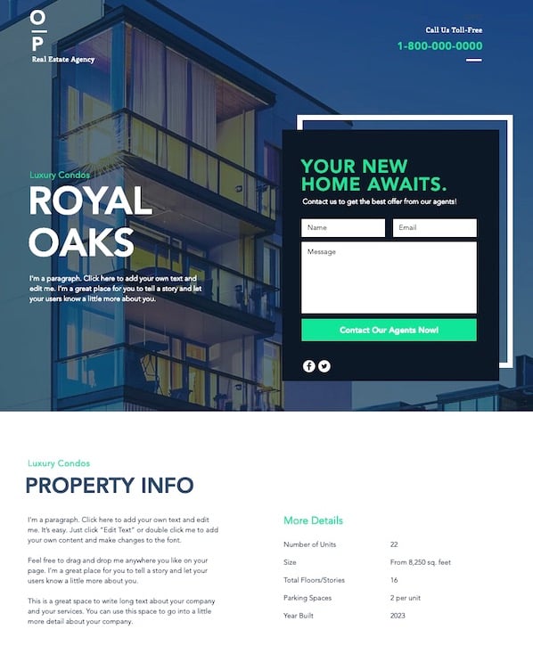 Landing page for two industries Law and Construction