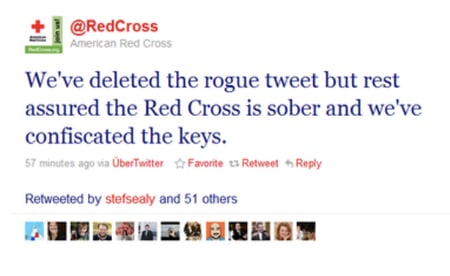 Crisis communication response example: tweet from American Red Cross 