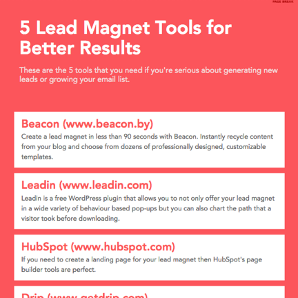 Lead magnet ideas for a resource guide