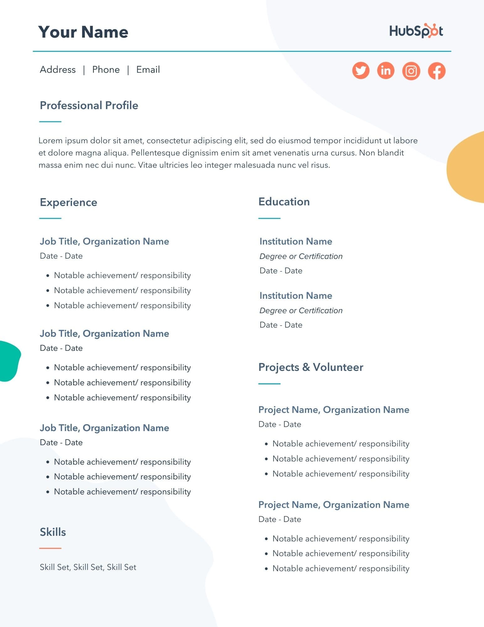 free printable online resume creator