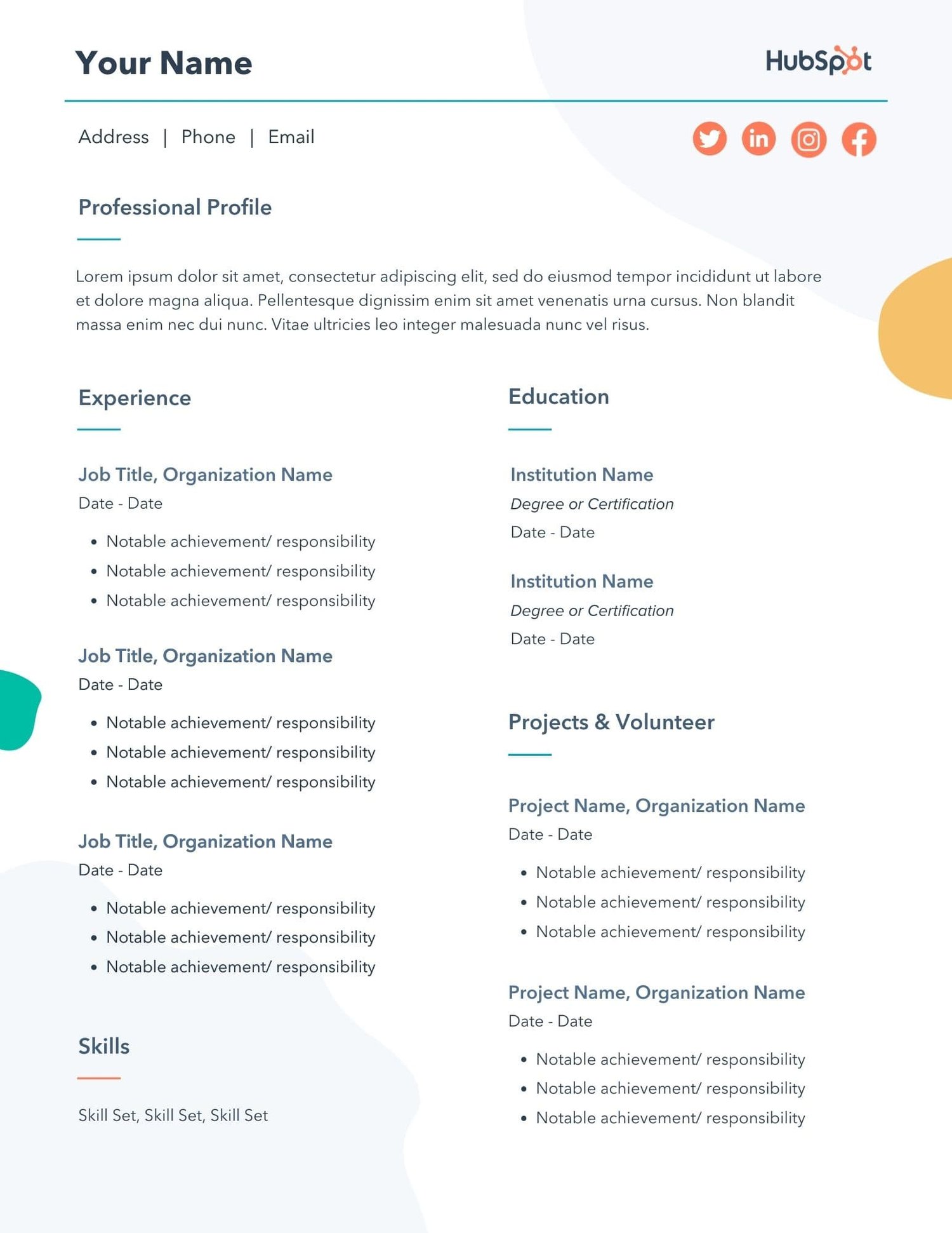Business Resume Format from blog.hubspot.com