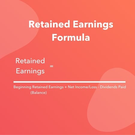 Retained earnings = Beginning retained earnings + Net income/loss - Dividends paid