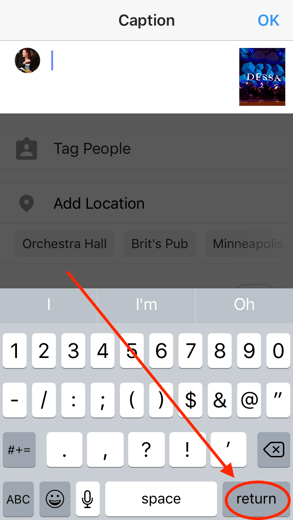 Return%20key.png?width=293&height=520&name=Return%20key - 41 Instagram Features, Hacks, &amp; Tips Everyone Should Know About