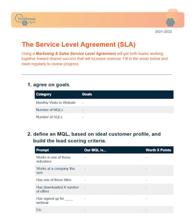 Service-Level Agreement Example: Hivehouse Digital's Marketing & Sales SLA Template