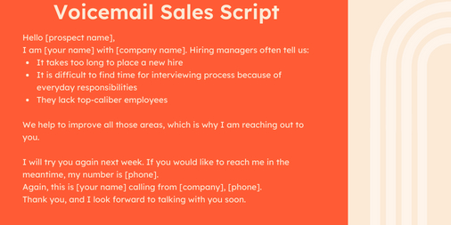 Sales Script  example:  Voicemail