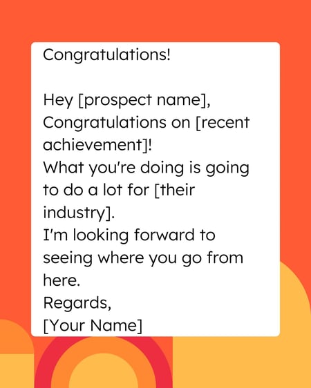 sales email template: congratulating prospects example