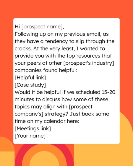 sales email template: Continued no response example