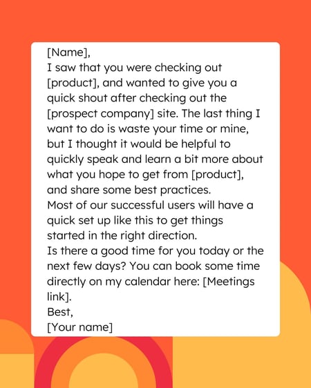 sales email template: recent voicemail example