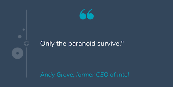 Quote by Andy Grove that reads "Only the paranoid survive."