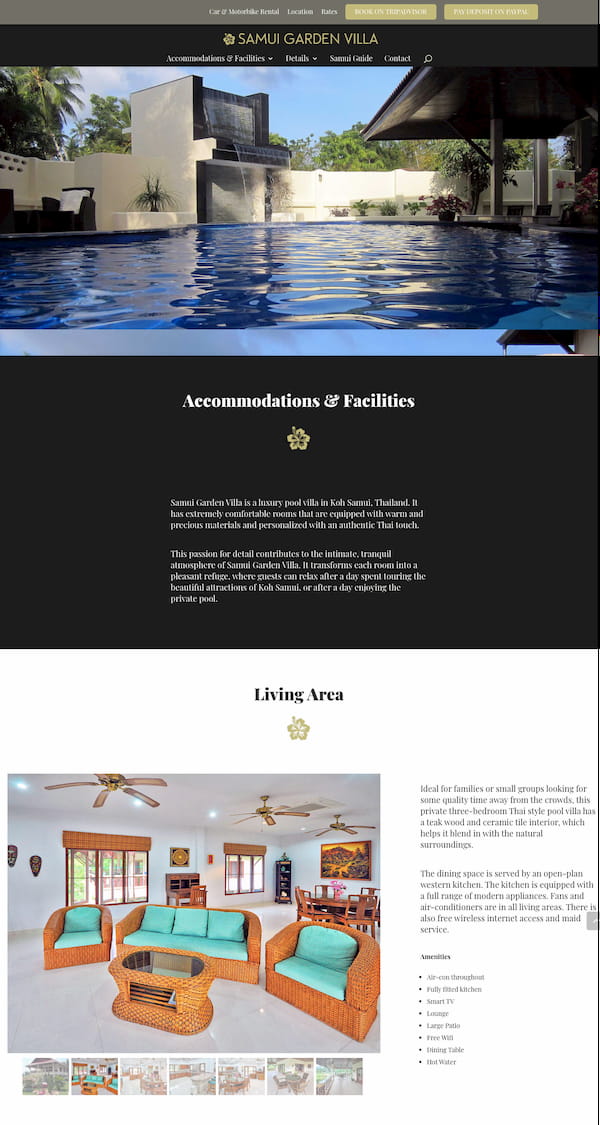 Samui Garden Villa website built with Divi theme