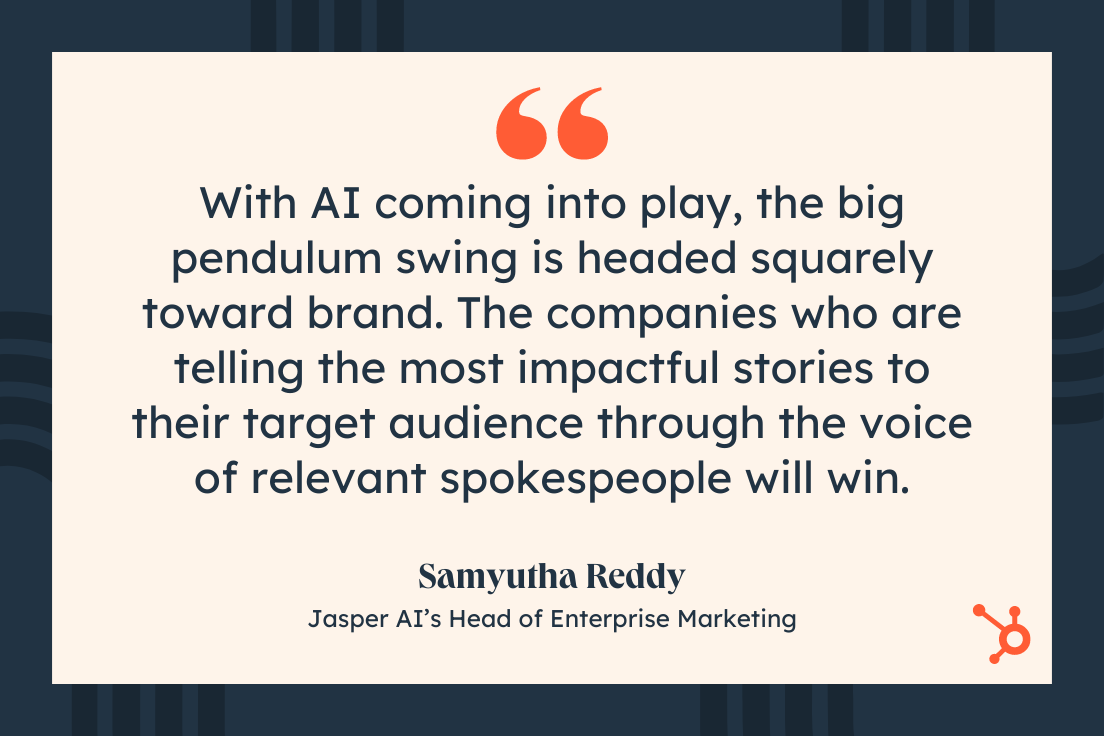 Samyutha Reddy quote on what marketers should do about brand in 2024