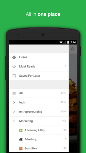 Feedly mobile app for staying updated on the latest news while commuting