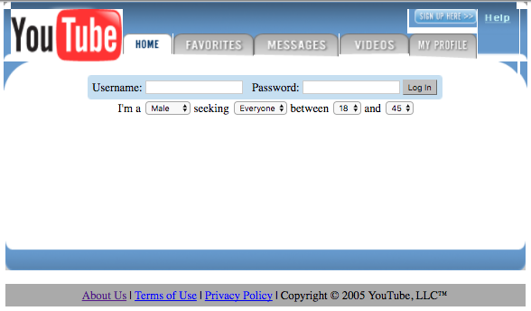 Image of YouTube when it was a dating website