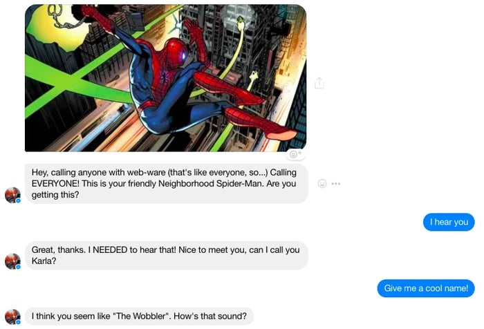 Marvel's Spiderman chatbot for marketing
