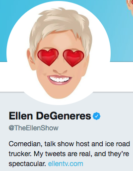 Funny twitter bio from @TheEllenShow