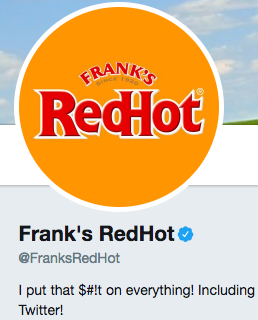Funny Twitter bio from @FranksRedHot