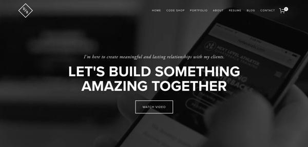 Personal demo of Devon Stank with black homepage and 'Let's Build Something Amazing Together' written across the front