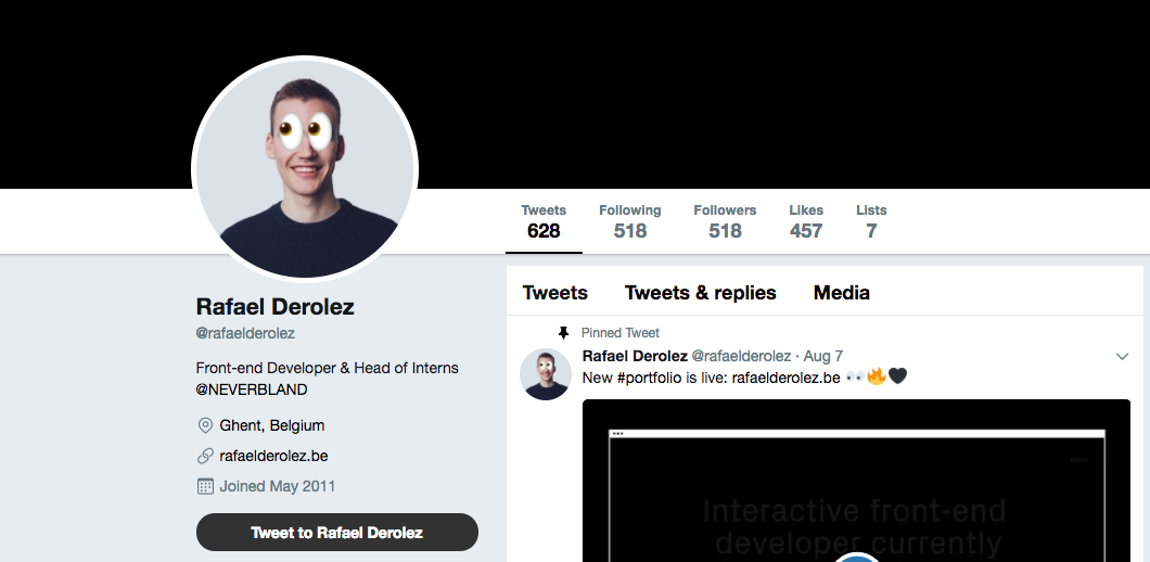 Twitter profile of Raf Derolez