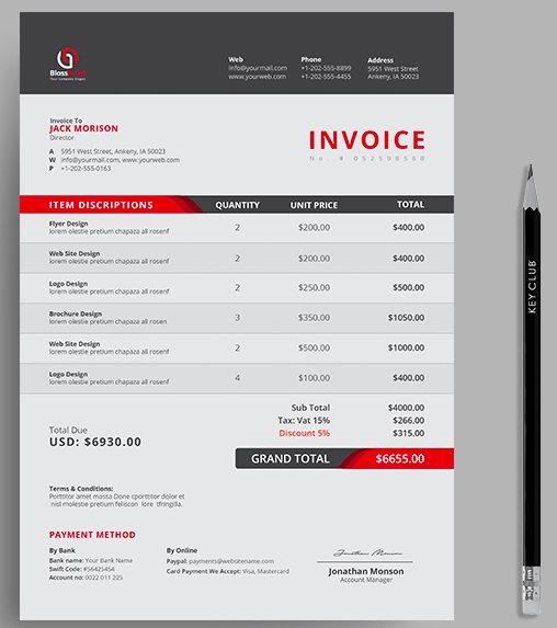 Red Invoice Sample