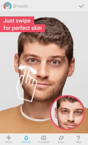 Skin tone correction using the Facetune photo editing app