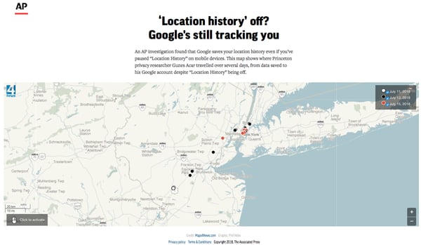 Google still tracks if 'location history' is off