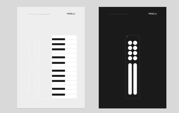 minimalist poster design with deconstructed piano and guitar