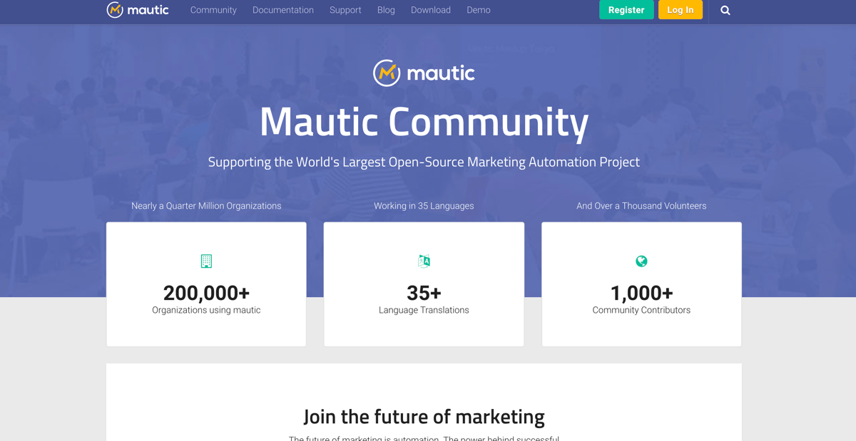 Marketing source. Mautic dashboard.