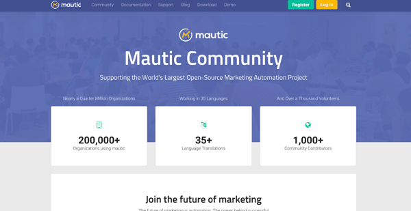 mautic open-source marketing automation homepage