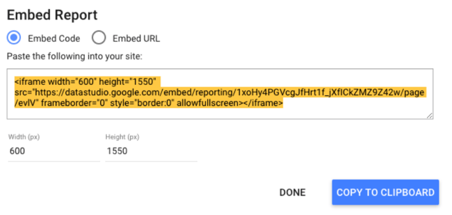 google data studio tips: embed reports