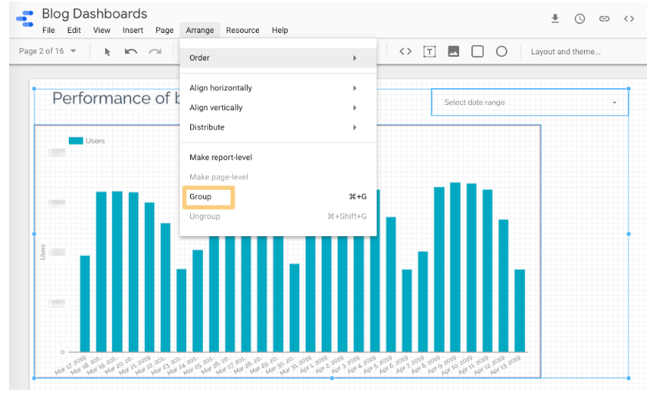 google data studio tips: group charts