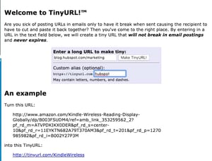 Página de acortamiento de enlaces de TinyURL