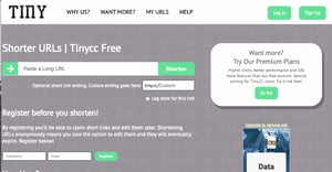 Tiny.CC Homepage und Linkverkürzer