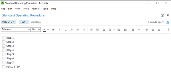 Creating SOPs in Evernote