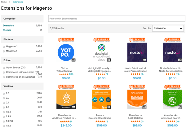 Magento extensions marketplace